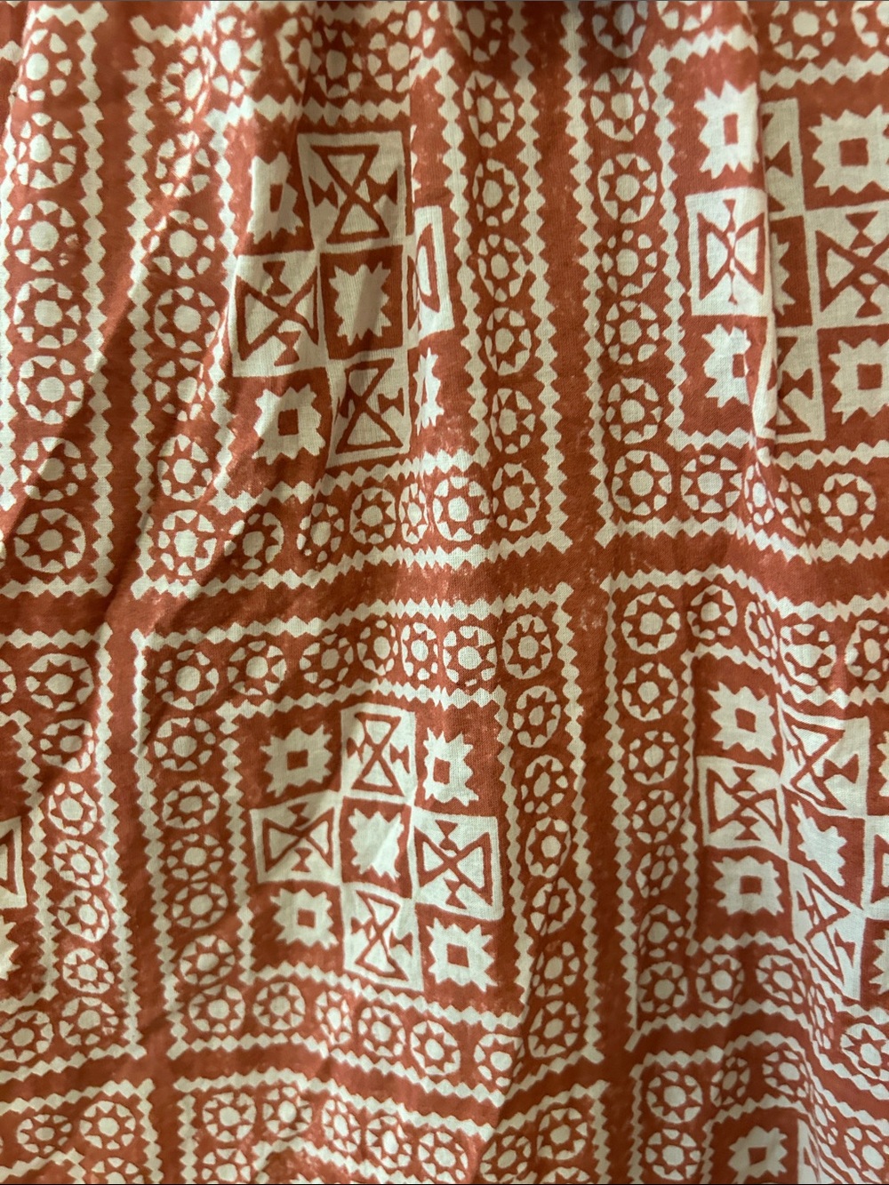 LAST CHANCE Cleobella Joely Rust and White Midi Boho Dress with Puff Sleeves - Picture 5 of 15